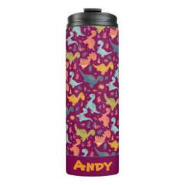 Colorful dinosaur cartoon red pattern name thermosbecher