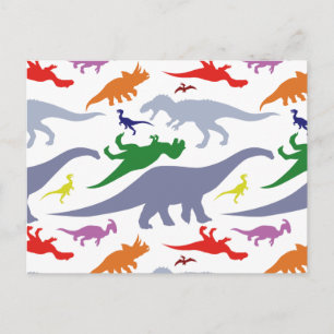 Colorful Dinosaur Pattern (Light) Postkarte