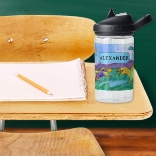 Colorful Dinosaurier geben Name School Trinkflasche