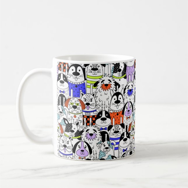Colorful Dog Crowd Pattern Medium Gift Bag Kaffeetasse (Links)