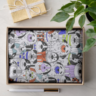 Colorful Dog Crowd Pattern Seidenpapier