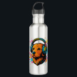 Colorful Dog with Headphones Edelstahlflasche<br><div class="desc">Colorful Dog with Headphones</div>