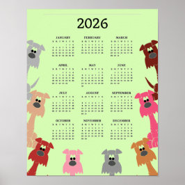 Colorful Dogs Design 2026 Calendar Poster