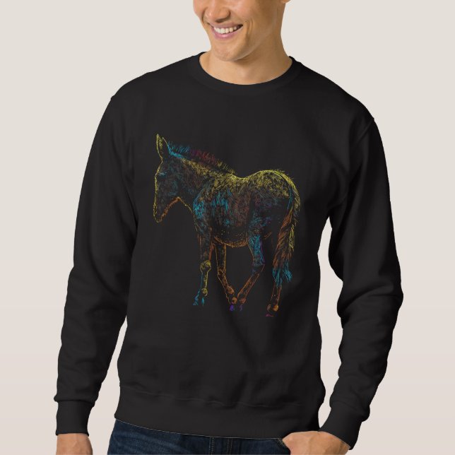 Colorful Donkey Paint Drip Art Design Donkey Lover Sweatshirt (Vorderseite)
