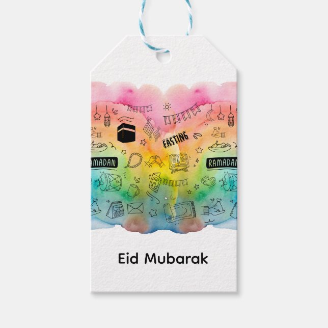 Colorful Doodle Eid Geschenkanhänger (Vorderseite)