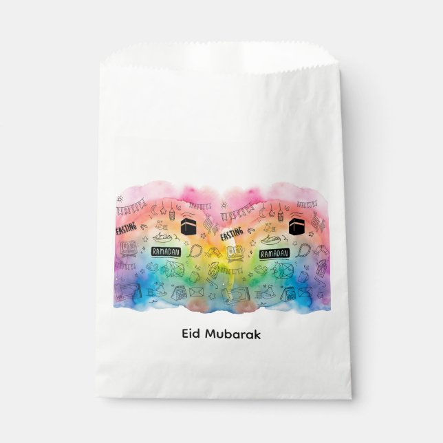 Colorful Doodle Eid Geschenktütchen (Vorderseite)