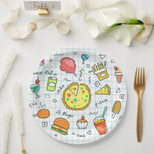 Colorful Doodle Kids Funky Paper und Party Teller
