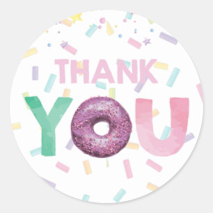 Colorful Doughnut Partys Danke Runder Aufkleber