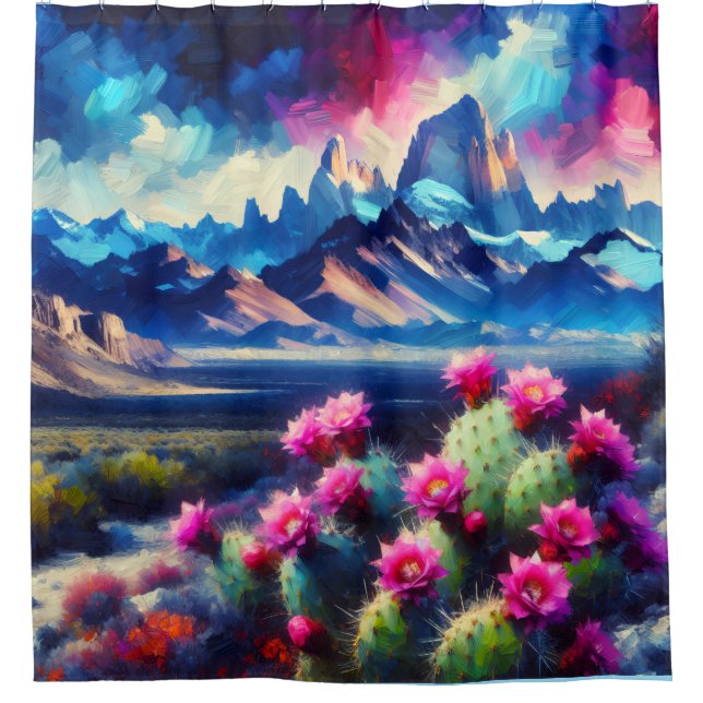 Colorful Dramatic Mountain Range Bold Duschvorhang (Vorderseite)