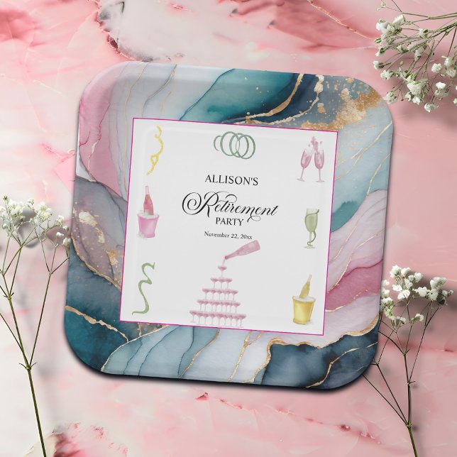 Colorful Drinks and Bottles Retirement Party Pappteller (Von Creator hochgeladen)