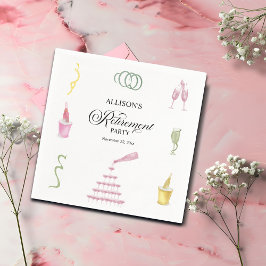 Colorful Drinks and Bottles Retirement Party Serviette