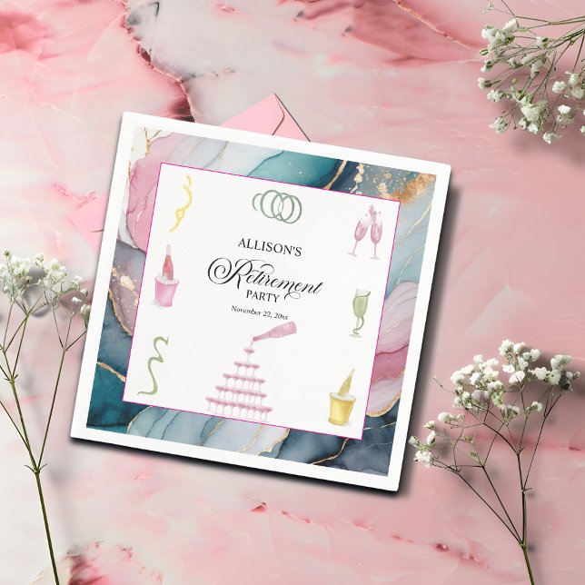 Colorful Drinks and Bottles Retirement Party Serviette (Von Creator hochgeladen)