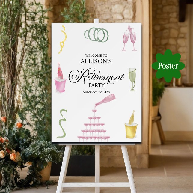 Colorful Drinks Bottles Retirement Party Welcome Poster (Von Creator hochgeladen)