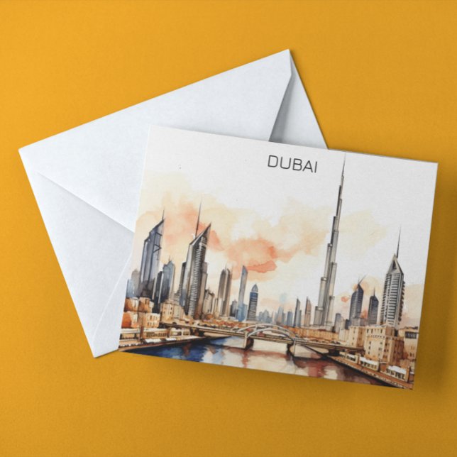 Colorful Dubai UAE Watercolor Postkarte (Colorful Dubai UAE Watercolor Postcard)