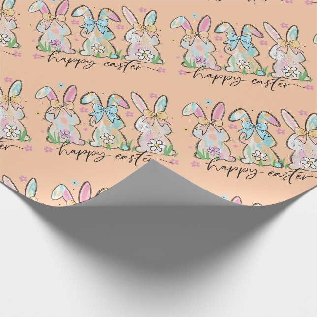Colorful Easter Bunnies with Bows Geschenkpapier (Ecke)