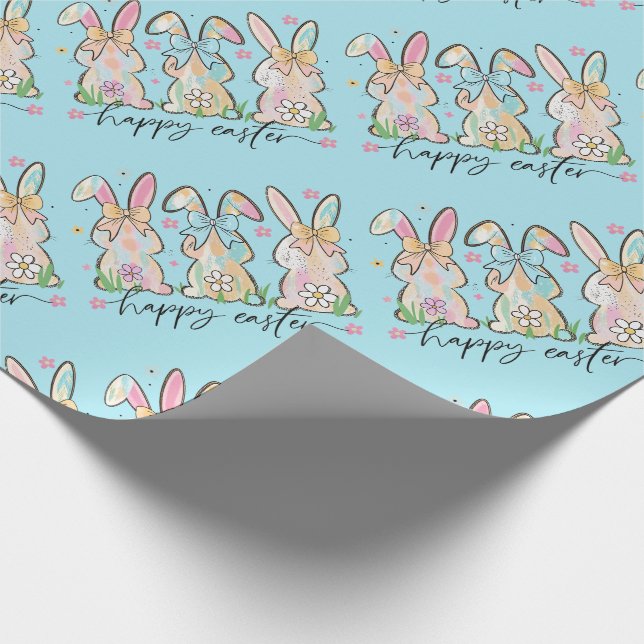Colorful Easter Bunnies with Bows Geschenkpapier (Ecke)