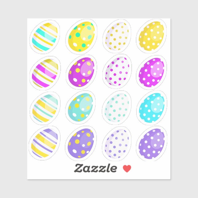 Colorful Easter Eggs Custom-Cut Vinyl Sticker Set (Blatt)