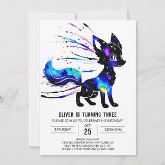Colorful Editable Fox Digital Boy Geburtstag Einladung