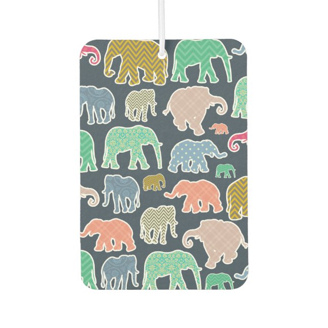 Colorful Elephants, Pattern Of Elephants, Zigzag Autolufterfrischer (Vorderseite)