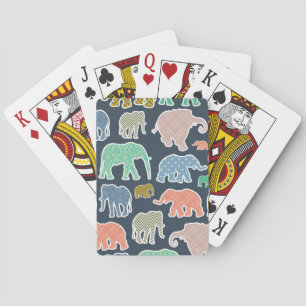 Colorful Elephants, Pattern Of Elephants, Zigzag Spielkarten