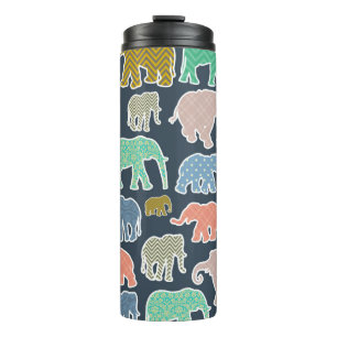 Colorful Elephants, Pattern Of Elephants, Zigzag Thermosbecher