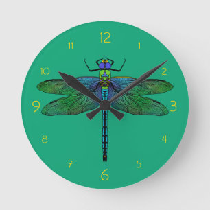 Colorful Emperor Dragonfly Art Runde Wanduhr