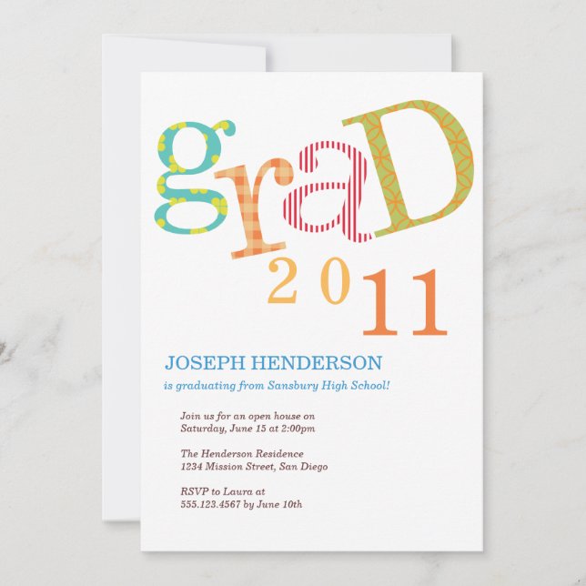 Colorful excitant classe de diplôme faire-part (Devant)