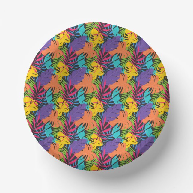 Colorful Exotic Tropical Leaves Pattern-23190 Pappteller (Vorderseite)