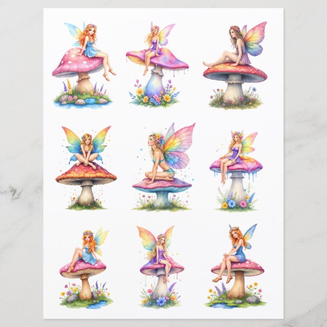 Colorful Fairy Scrapbook Paper Cutouts (Vorderseite)
