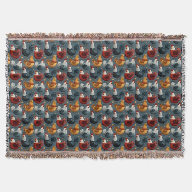 Colorful Farm Rooster And Hens Decke (Vorderseite)