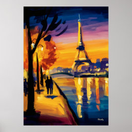 Colorful Fauvist Paris Eiffel Tower Wall Art Poster