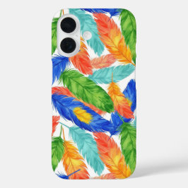 Colorful Feather Pattern — Watercolor Abstract Des iPhone 16 Hülle