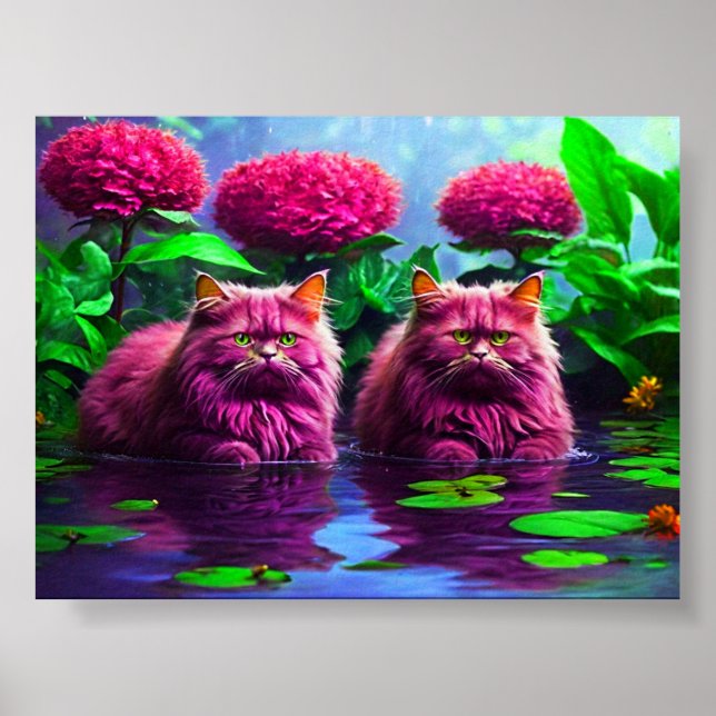 Colorful Feline Wall Art for Cat Lovers Poster (Vorne)