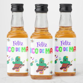 Colorful Festival Cinco de Mayo 2025 Tanzkaktus Alkoholflaschenetikett