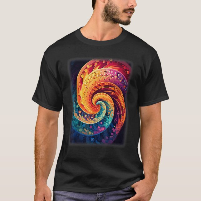 Colorful Fibonacci Spiral Psychedelic Colors Abstr T-Shirt (Vorderseite)