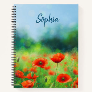 Colorful Field with Poppies Notebook Notizbuch