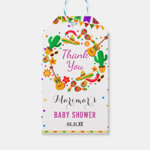 Colorful Fiesta Mexican Culture Cactus Baby Shower Geschenkanhänger