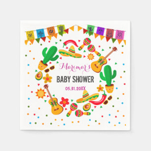 Colorful Fiesta Mexican Culture Cactus Baby Shower Serviette