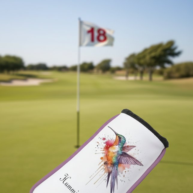 Colorful Flight, watercolor hummingbird custom Golf Headcover (Von Creator hochgeladen)