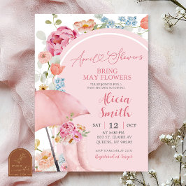 Colorful Floral April Umbrella Baby Shower Invitat Einladung