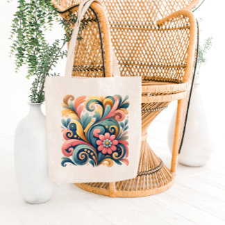 Colorful Floral Art Tote Bag
