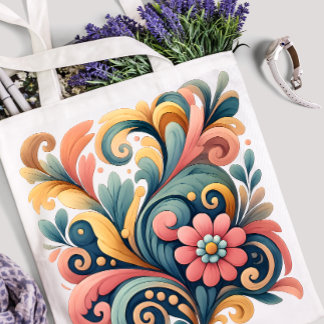 Colorful Floral Art Tote Bag Tasche