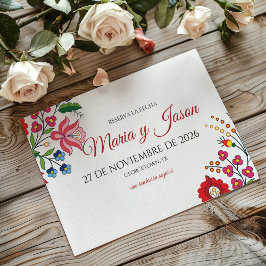 Colorful Floral Botanical Modern Spanish Wedding Save The Date