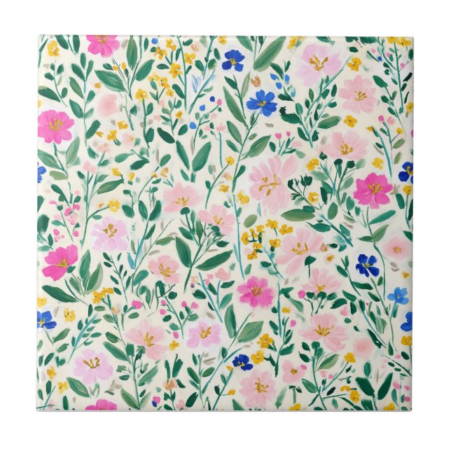 Colorful Floral Ceramic Tile Fliese (Vorderseite)
