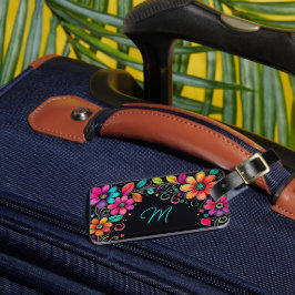 Colorful Floral Custom Monogram Luggage Tag Gepäckanhänger