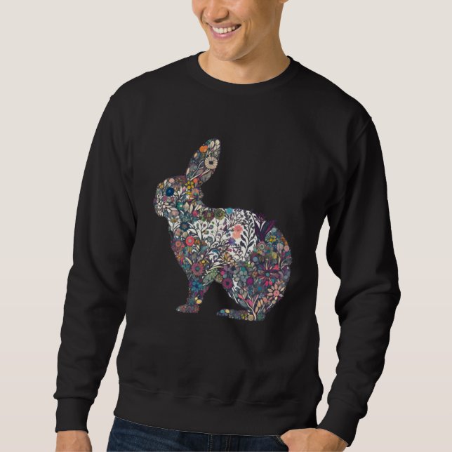 Colorful Floral Easter Bunny Spring Flower Rabbit  Sweatshirt (Vorderseite)