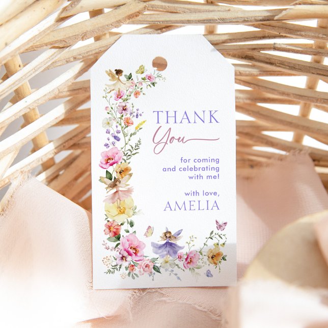 Colorful Floral Fairy First Birthday Party Geschenkanhänger (Von Creator hochgeladen)