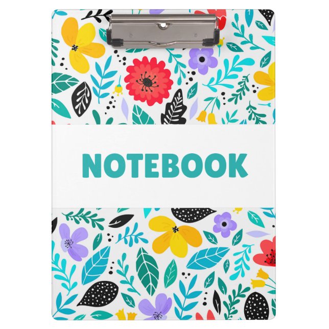 Colorful Floral Notebook – Minimalist Flower  Klemmbrett (Vorderseite)