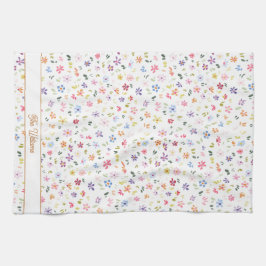 Colorful Floral Pattern Name Monogram Botanical Geschirrtuch