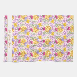 Colorful Floral Pattern Name Monogram Botanical Geschirrtuch
